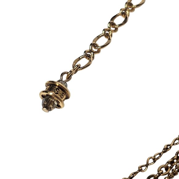 Layered Gold-Tone Necklace Ornate Cross Pendant‎ Beaded Accents 18" - Picture 9 of 11